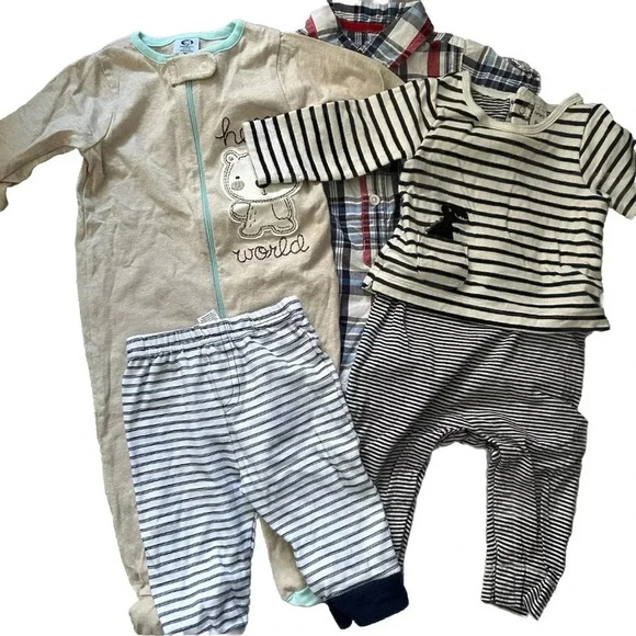 4 Piece Baby Boy Lot Size 6-9 Months Sleeper Romper Pants - Picture 1 of 6